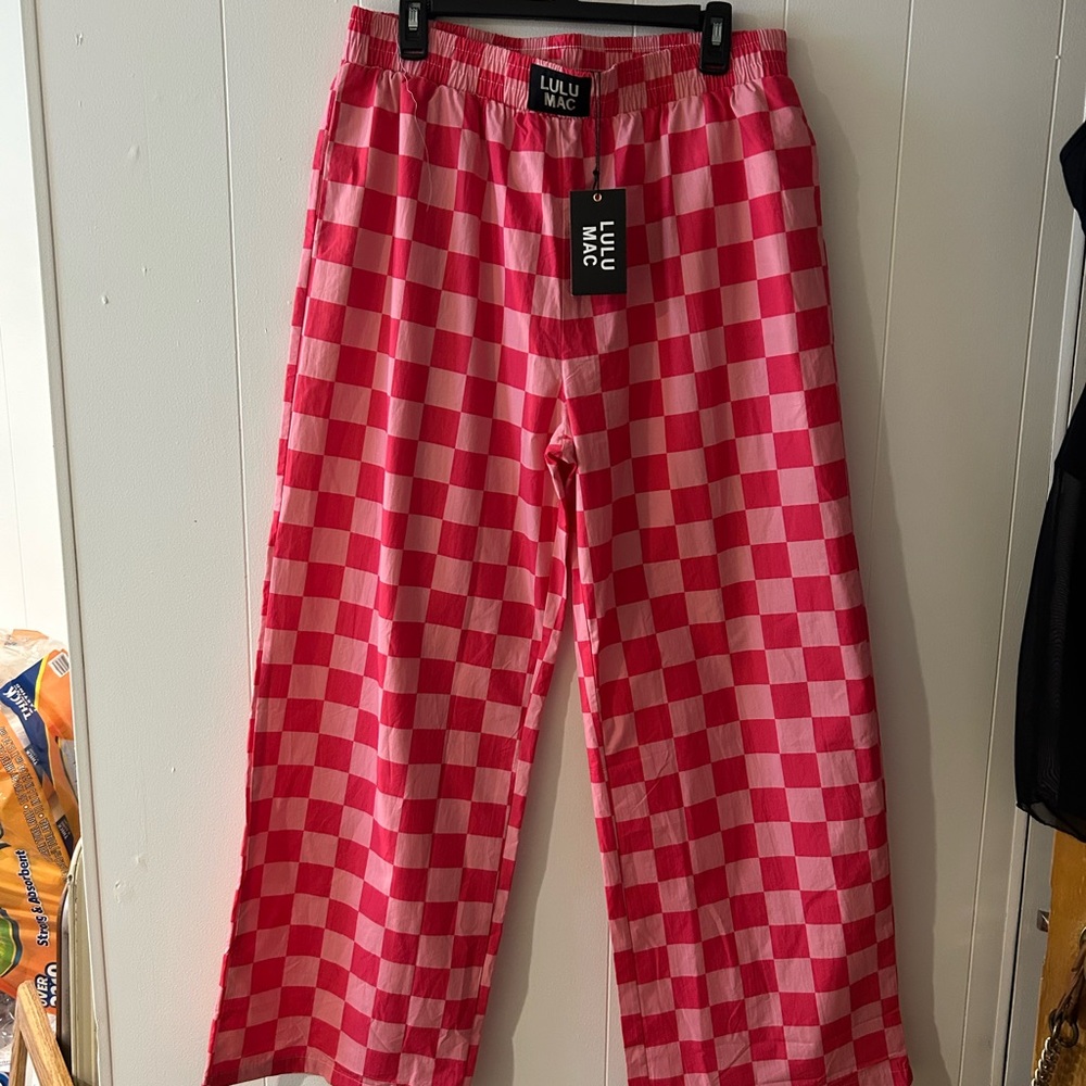 Pink Checkered womens Pants